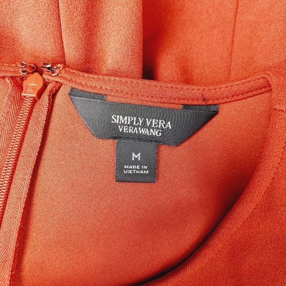 Simply Vera Rusted Orange Crewneck Short Sleeve maxi Pleated Dress P2763 - Picture 7 of 9